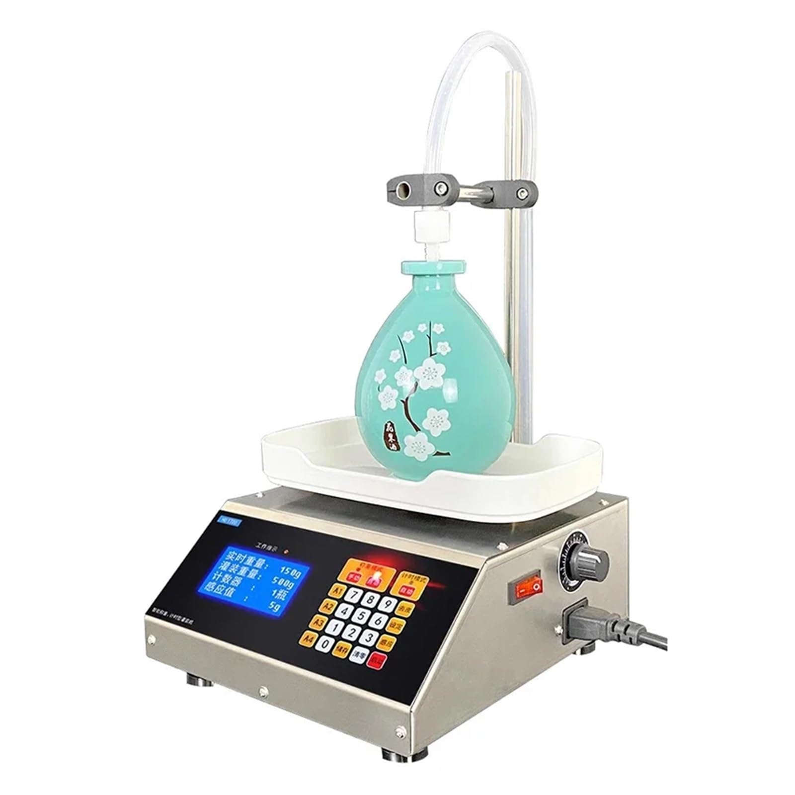 Syrup Machine, 4.5 Kg/Min Small Automatic CNC Weighing Liquid Filling Machine Liquor Beverage Soy Milk Quantitative Filler Dispensing(4.5KG)