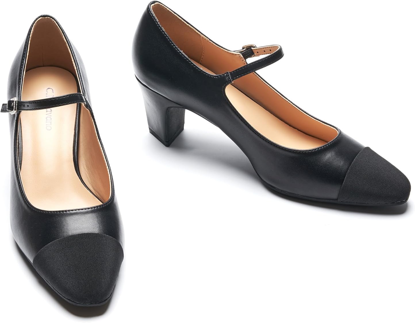 C.Paravano Women's Pumps | Chunky Heels for Women | Closed Round Toe Shoes | Low Heel Dress Shoes