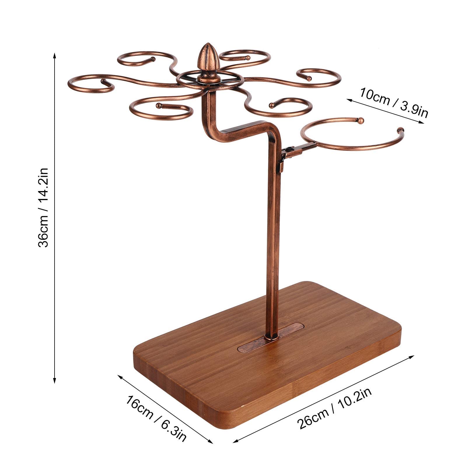 Portabicchiere da vino, stendino per vino decanter stendino con 6 ganci Bar Decorazione da tavolo Portaoggetti per bevande Stand No Foratura(Bronzo)