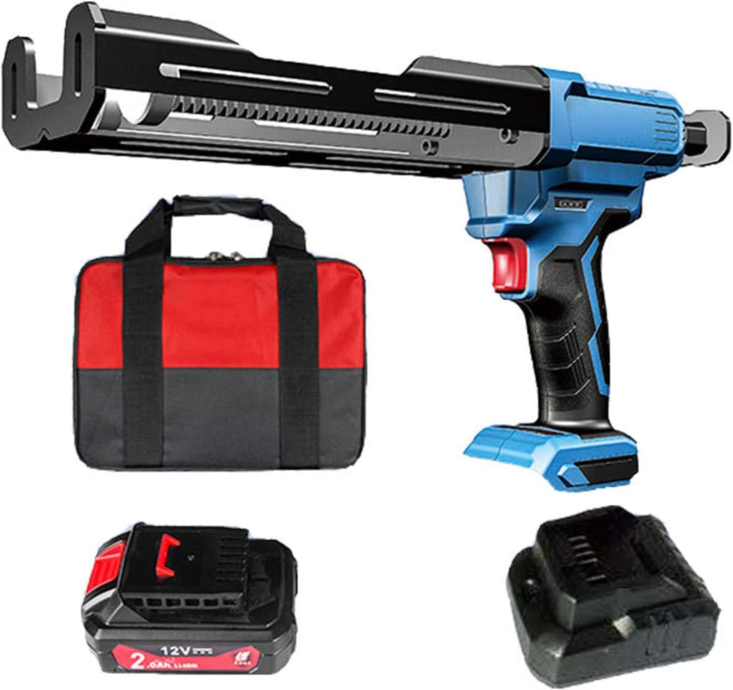 Pistola de Masilla Eléctrica 12V Sin Cable, Aplicador de Epoxi Doble Cartucho con Sistema de Doble Varilla y Control de 5 Velocidades Ajustable para Sellado Profesional de Ventanas, Puertas y Bañeras