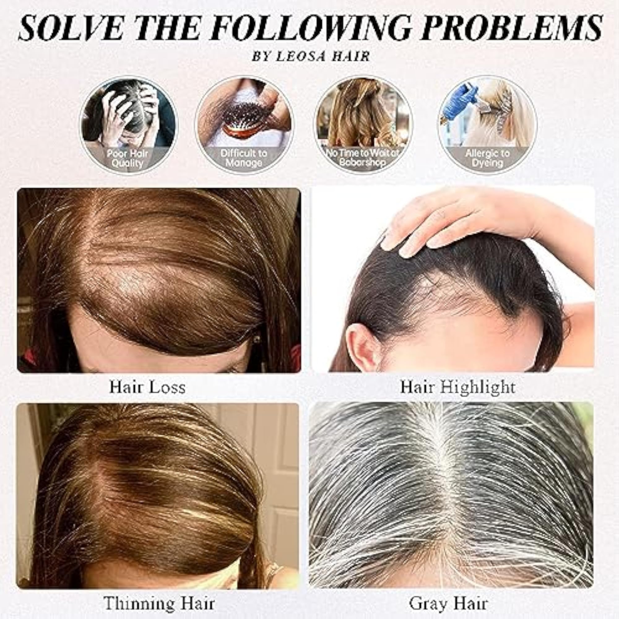 Women's Shoulder Length Hair Topper with Bangs, Dark Brown