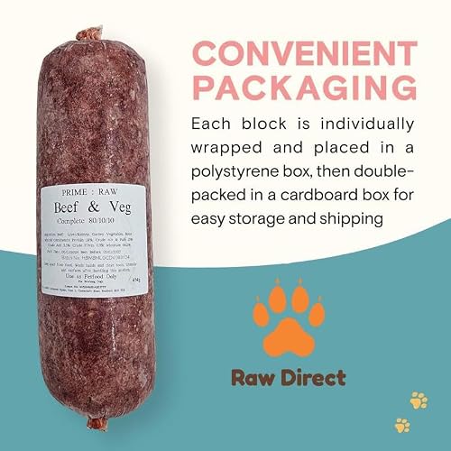 RAW DIRECT Prime Raw Frozen BARF Dog Food – 454g Rolls | 20 or 30 Rolls Pack | Premium Natural Barf Diet | High-Protein, Grain-Free & Nutrient-Rich (10, Beef Complete) - Image 8
