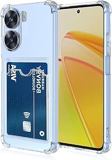 جراب موبايل شفاف بتصميم محفظة متوافق مع سلسلة هواتف شاومي ، بفتحة للبطاقات وتصميم نحيف واقي ناعم من البولي يوريثين الحراري المقاوم للصدمات مع حامل بطاقات لطيف - شفاف (Redmi 13C / Poco C65)