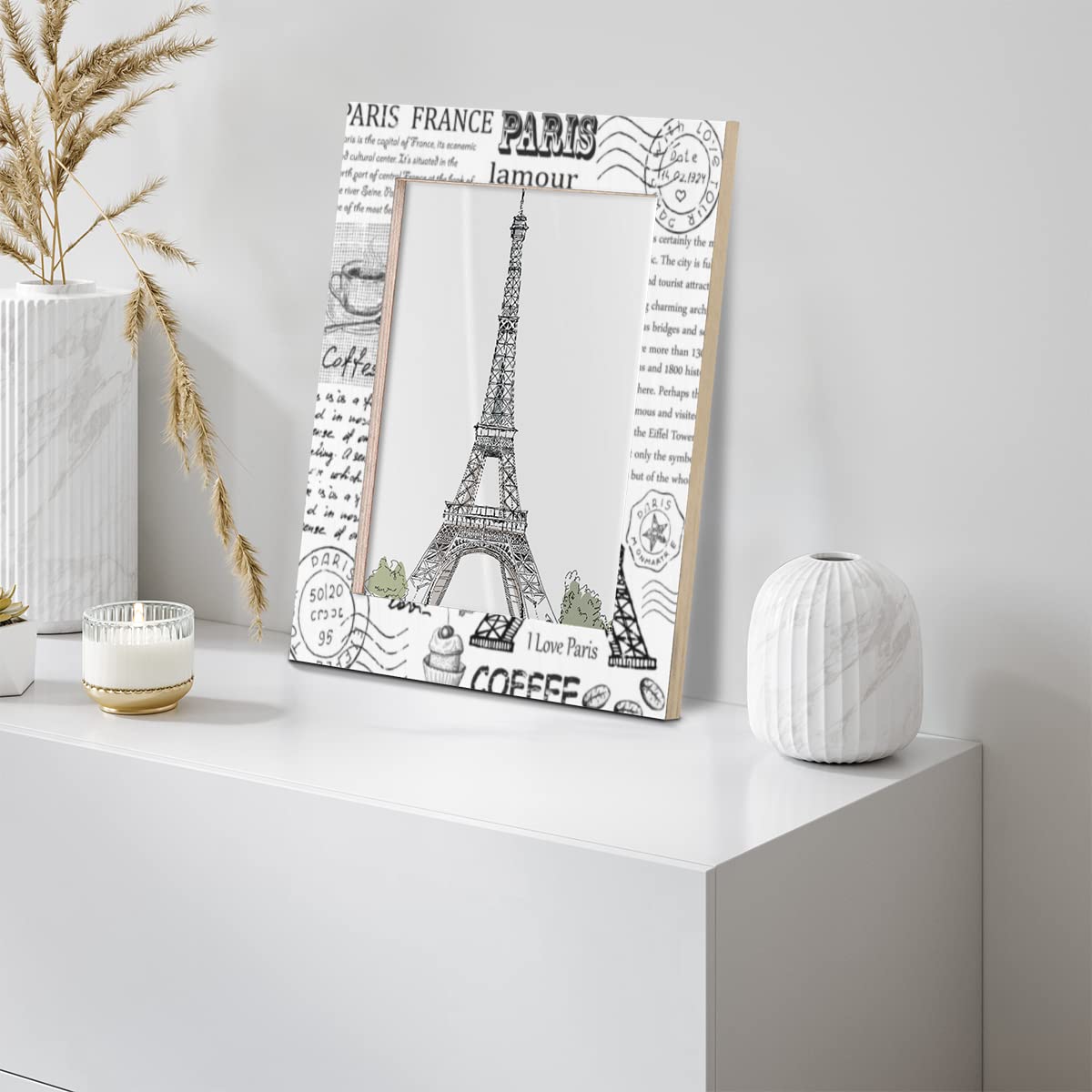 Amazon.co.jp: エッフェル塔 スタンド式、壁かけ 卓上用 額縁 20x25cm