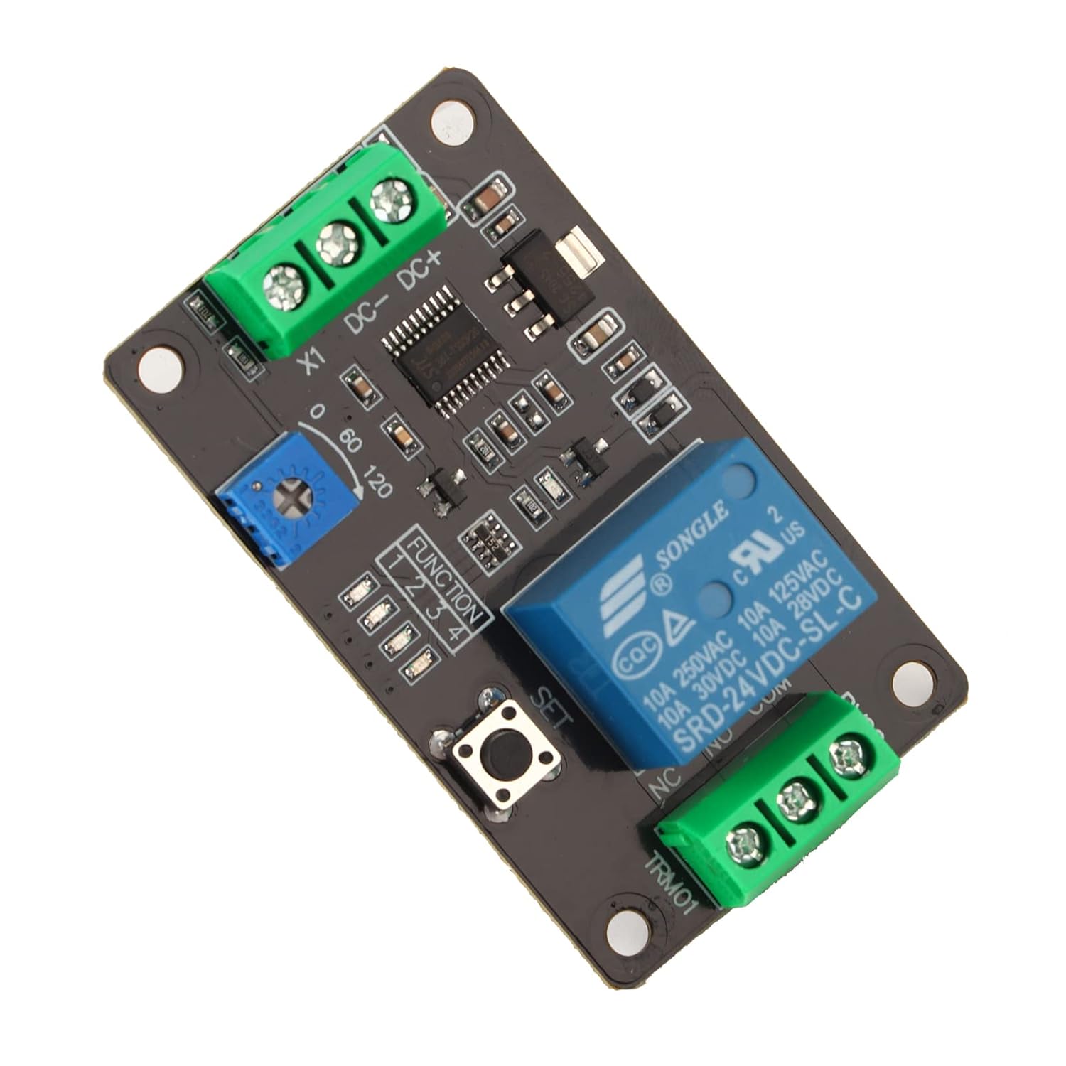 Bottom view of the Lazmin TRM01 Timer Delay Relay Module