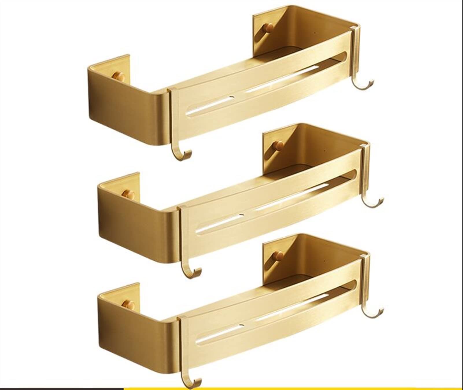 TOMYEUS Shower Caddy Bathroom Shelf Corner Shelf Wall Mounted Bathroom Shelf Brushed Gold Aluminum Bath Shower Shelf Bath