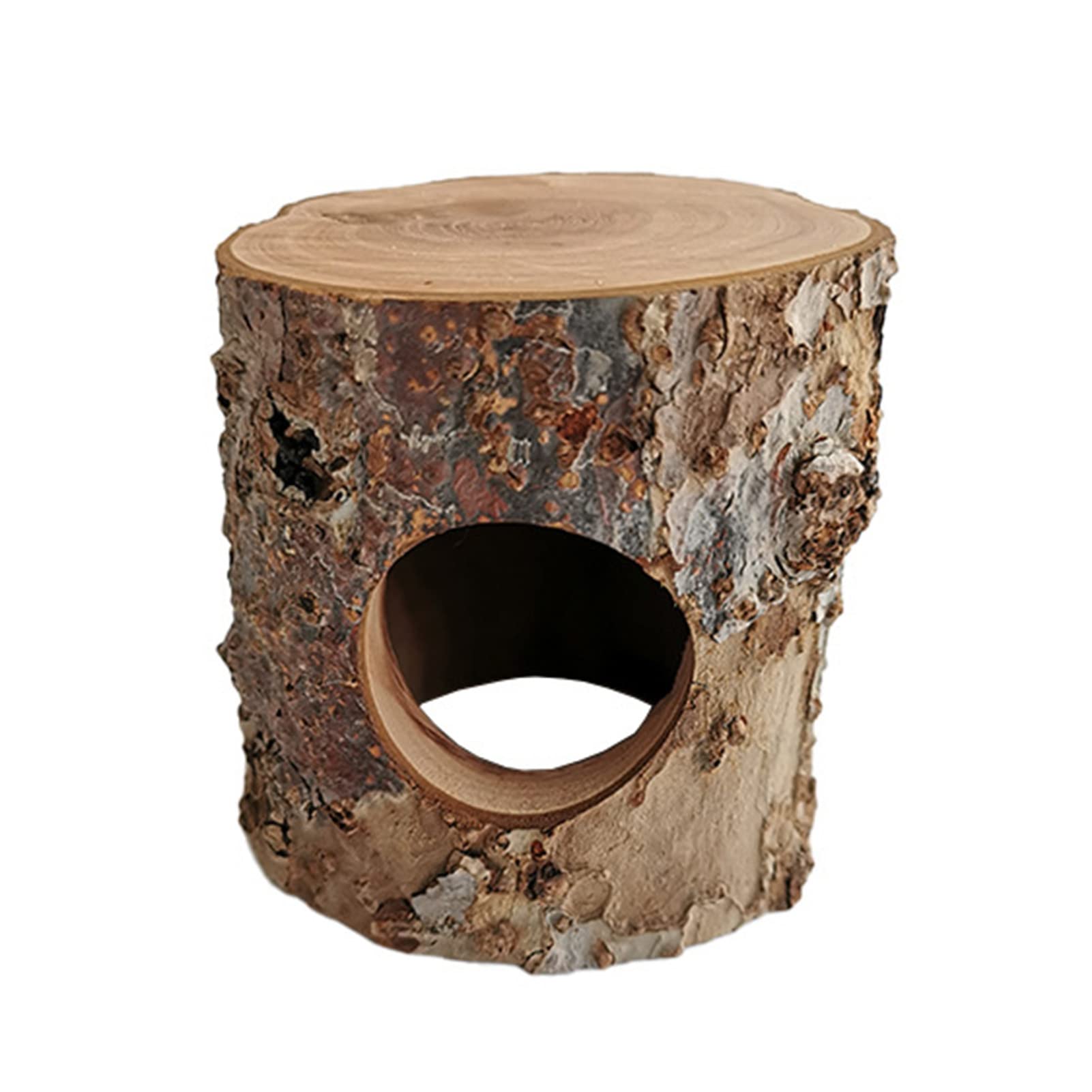 lamphle Tree Trunk Toy Burrs-Free Compact Portable Wooden Mouse Tree Trunk Tunnel Tube for Guinea Pig Brown