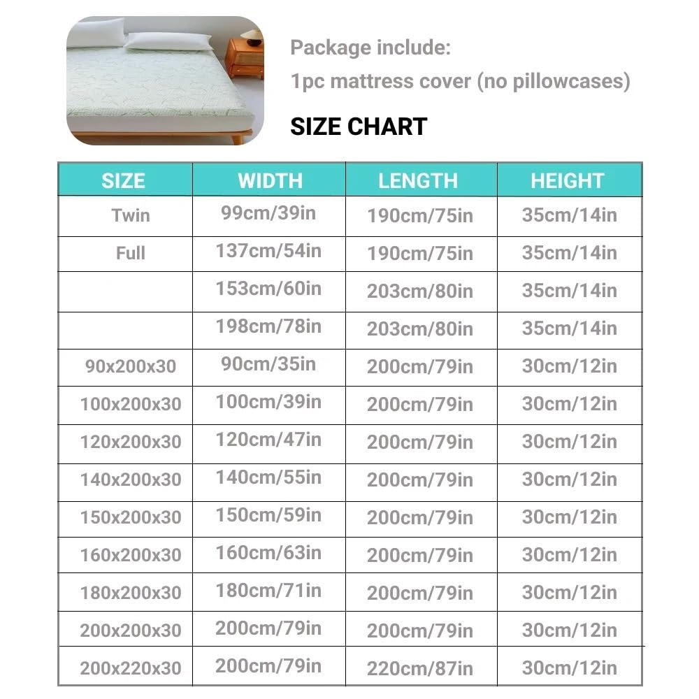 Sobrecolchón Acolchado de Microfibra Funda de colchón Impermeable, sábana Ajustable refrescante y Transpirable con Bolsillo de 6 a 14 Pulgadas de Profundidad(198 * 203 * 35cm)