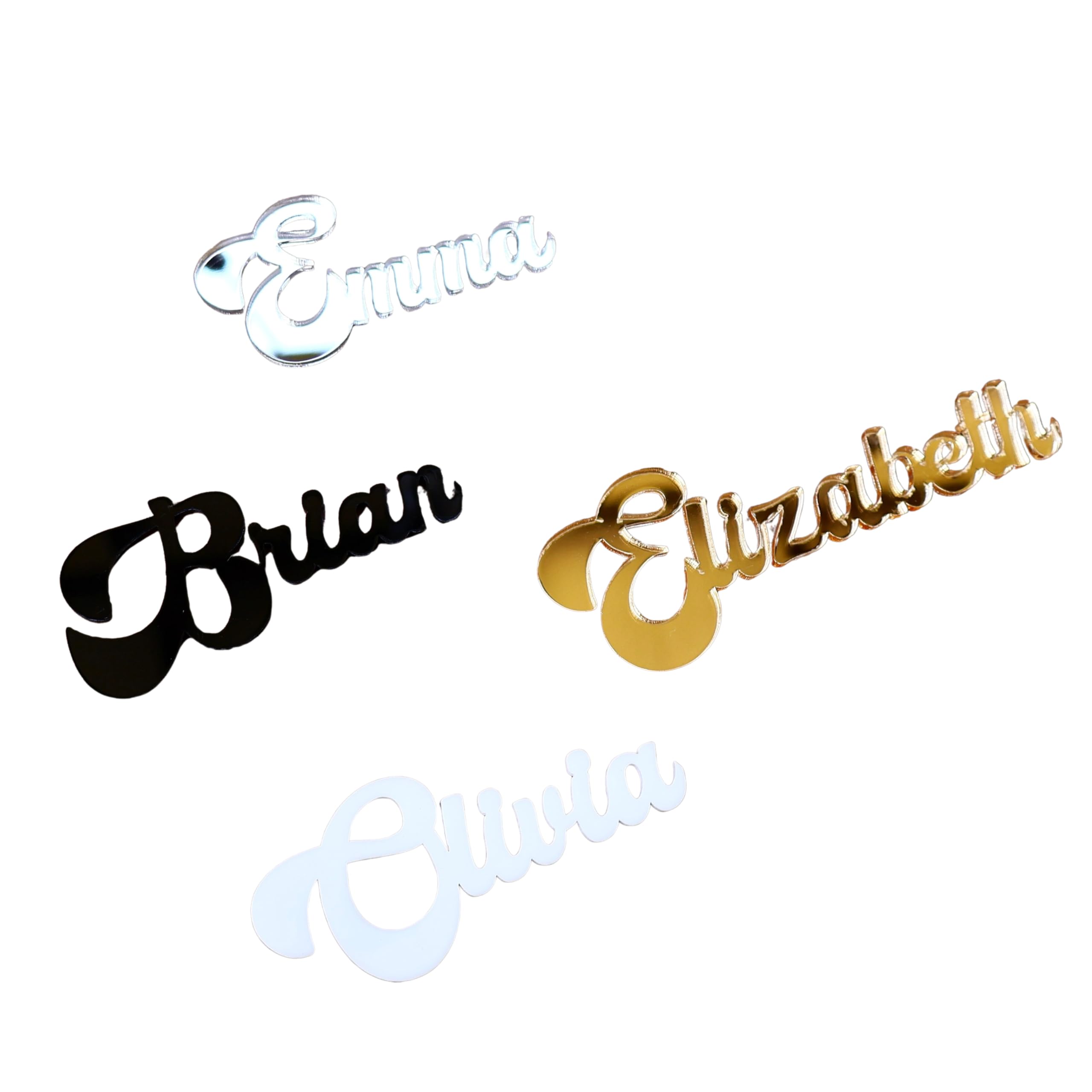 Customized Groovy Acrylic Name Tags for Place Setting, Personalized Retro Place Cards for Weddings, Rehearsal Dinner Decor, Cursive Vintage Seating Cards