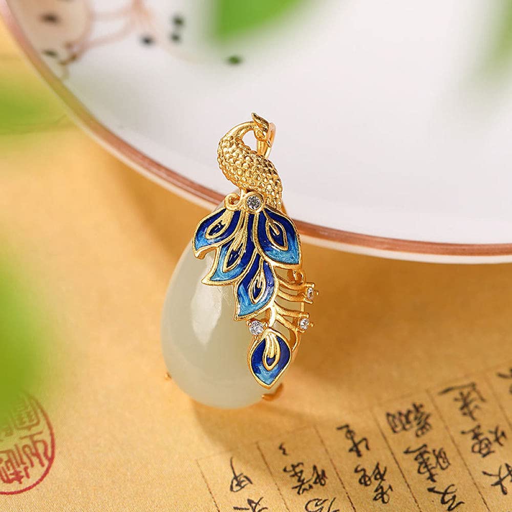 Accesorios Collar Vintage S925 para Mujer Chapado en Oro Cloisonne Phoenix Joyería clásica Hecha a Mano Collares con Colgante para Mujer Regalo con dijes Artesanía Antigua Nacional