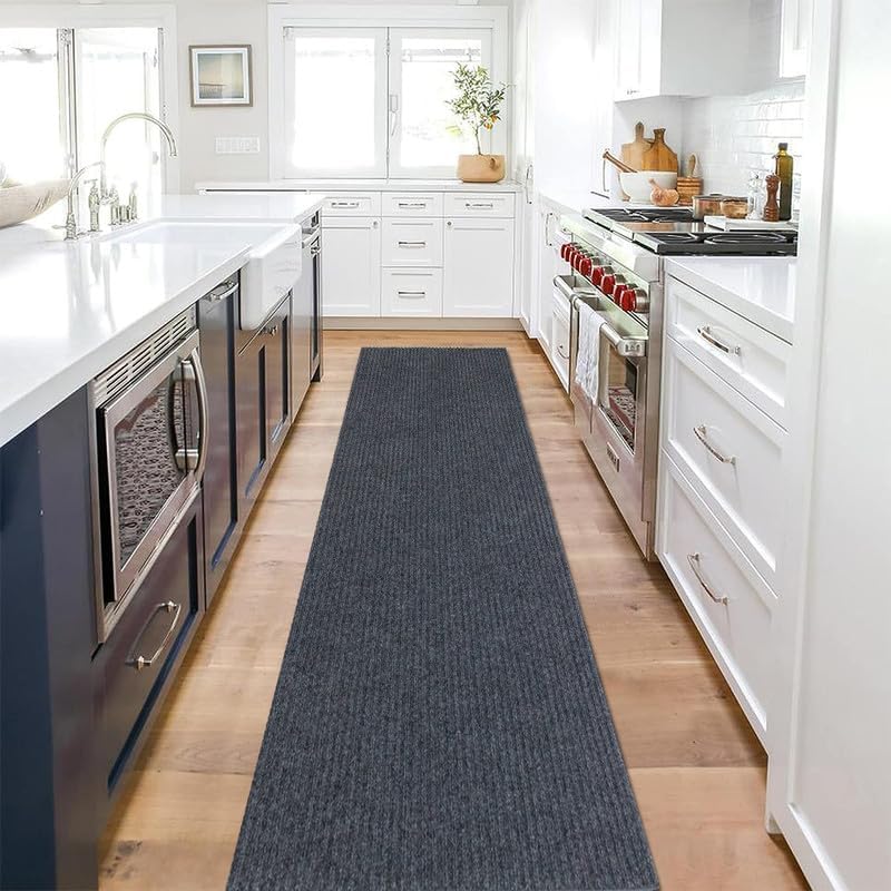 ALTRUISTIC Hallway Runner Rug 1FTX8FT,PVC Backed Non-Slip Area Rugs Runner,Custom Size Outdoor Indoor Carpet Door Mat for Floor Entryway Kitchen Laundry Balcony Garage,Grey