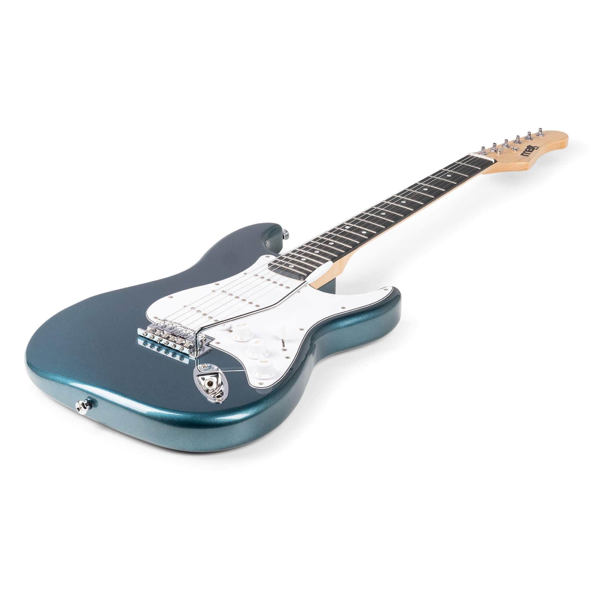 MAX GigKit + Vonyx WGS20 - Set guitarra eléctrica 4/4 con sistema inalámbrico, color petróleo, amplificador 40W, sistema UHF 10 canales, batería recargable y accesorios completos para principiantes