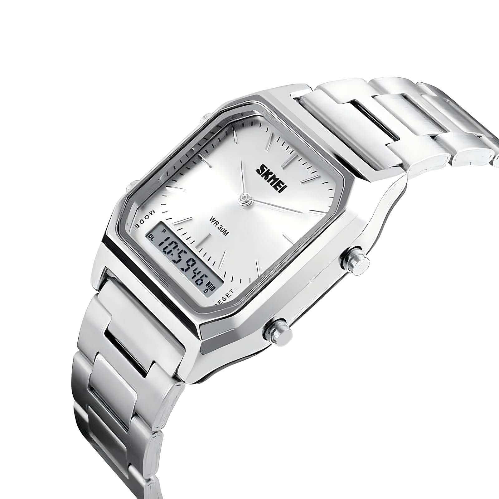 Gosasa Montre Bracelet Unisexe étanche Militaire analogique numérique avec chronographe LED Multi-Temps en Acier Inoxydable pour Homme