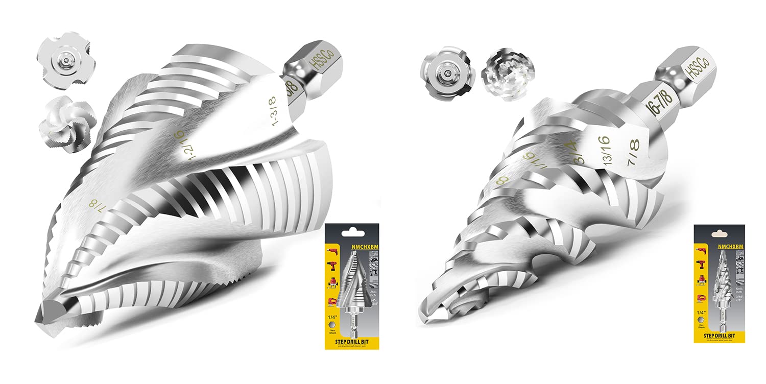 M35 Cobalt Step Drill Bit 3/16"7/8" （12 Sizes）+M35 Cobalt Step Drill