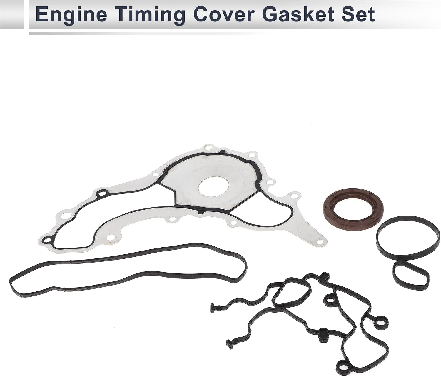 Engine Timing Cover Gasket Set for Dodge Challenger 2011-2016 3.6L 3.2L Long-lasting Sealing Chain Case Cover Gasket Rubber,Metal 1 Set