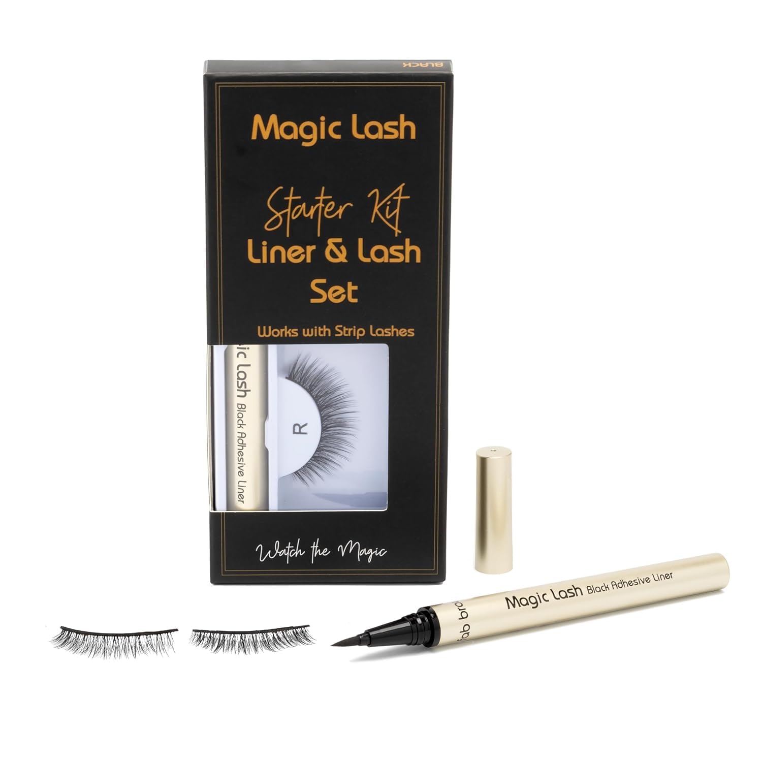 Magic Lash Kit | False Eyelashes & Magic Adhesive Eyeliner | Quick Dry, Easy to Use, All-Day Wear | Natural-Looking, Reusable Strip Lashes | Magnetic Eyelashes Alternative | Glueless Lashes