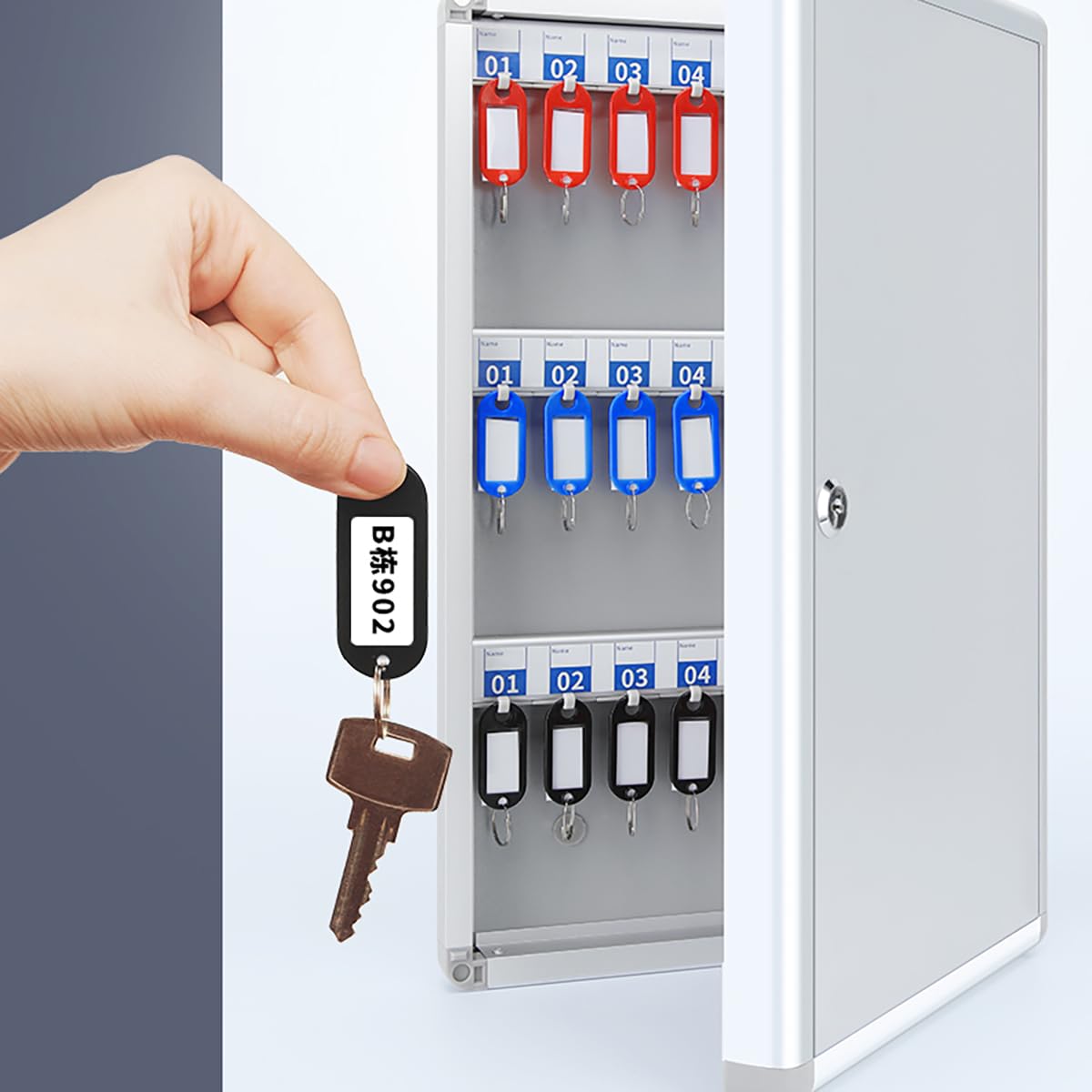 Armadietto portachiavi da parete con 48 Hoo ed etichette - Key nizer per case comunali e concessionarie auto - Soluzione Sto efficiente per un facile accesso