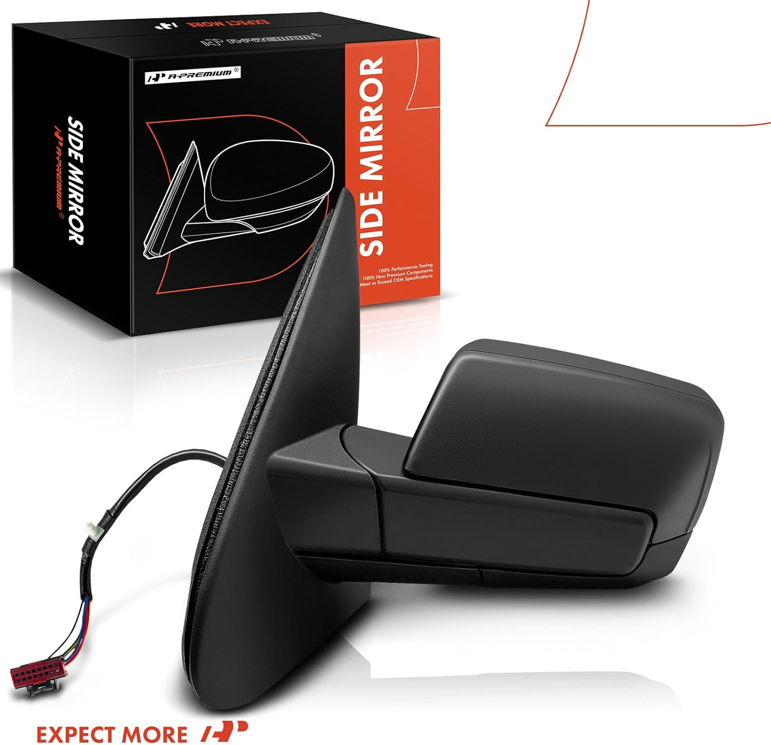 A-Premium Driver Side Power Door Mirror - Compatible with Ford Expedition 2007-2014 - Non-Heated Manual Folding Black Outside Rear View Mirror w/Puddle Light - Replace# 7L1Z17683CA