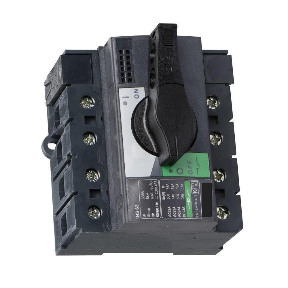 Accessori elettrici 28903 INS63 Sezionatore 4P, Compact INS63, 63 A, Versione Standard Con Manopola Rotativa Nera, 4 Poli