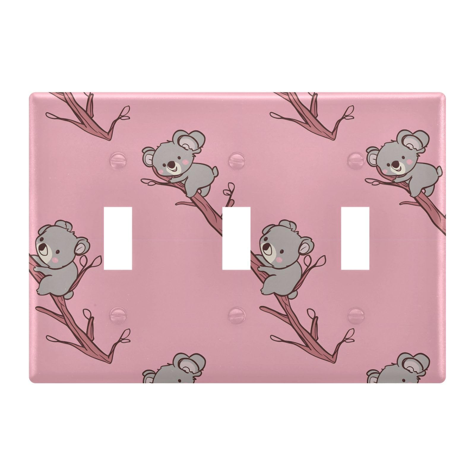Light Switch Cover Cartoon Koalas Tree Branches Wall Plates for Electrical Outlets 3 Gang 202b8027