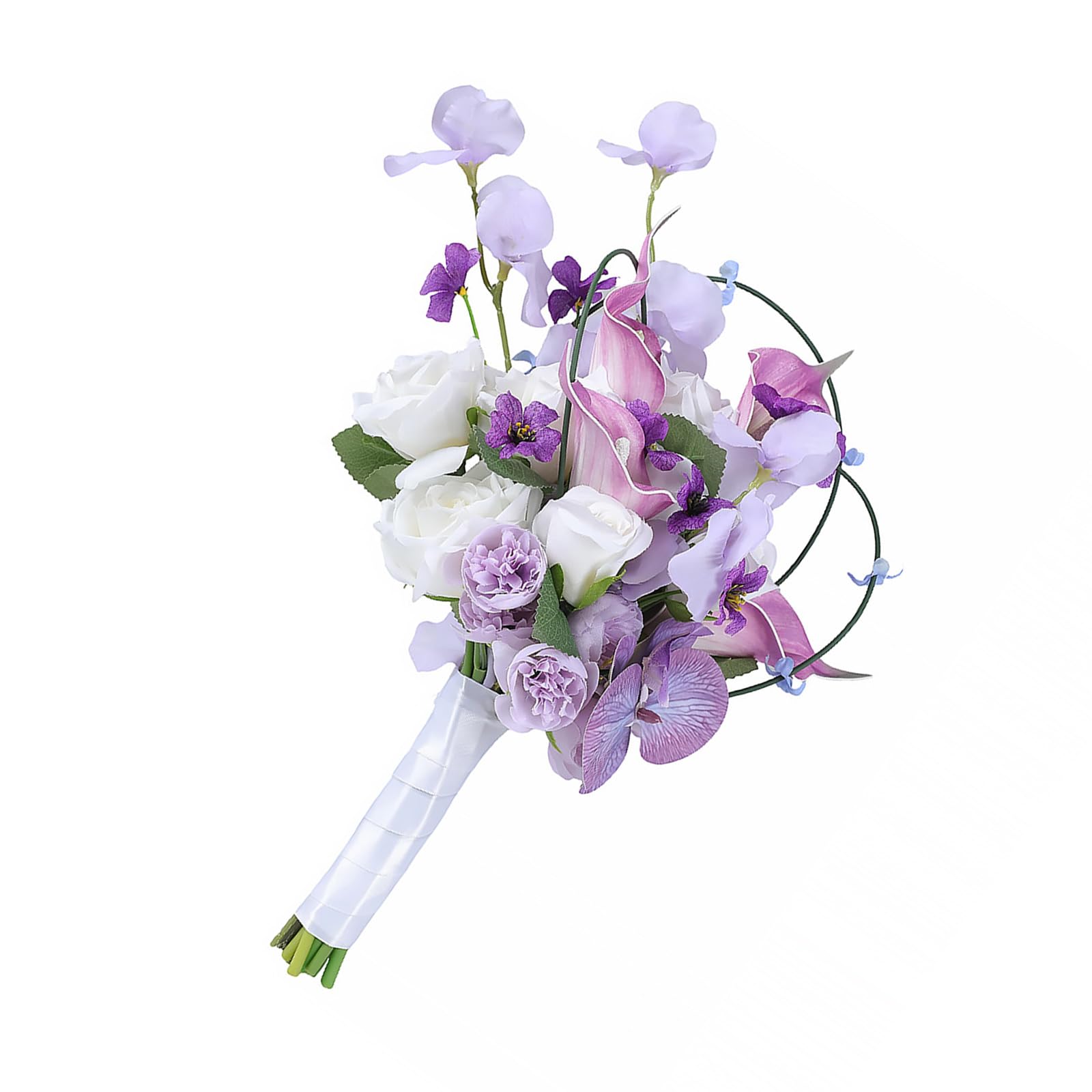 Kaeltsyn Flexible Artificial Maid Arrangement White Calla for Ceremony Rehearsal Reception Enduring Keepsakes Artificial Silk Calla Bridal Bouquet Silk Flower Bridal Accessory