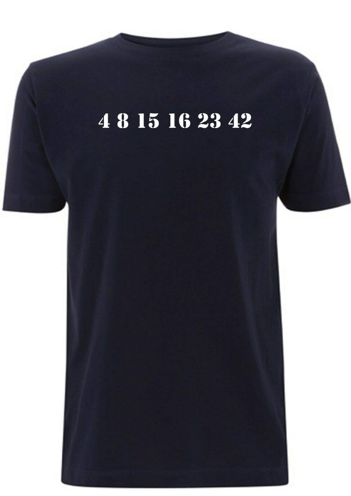 Time 4 Tee Men's Navy Blue Lost Numbers Inspired T Shirt Cult Tv Show Dharma Initiative Hurleys Lottery Program (Medium, )