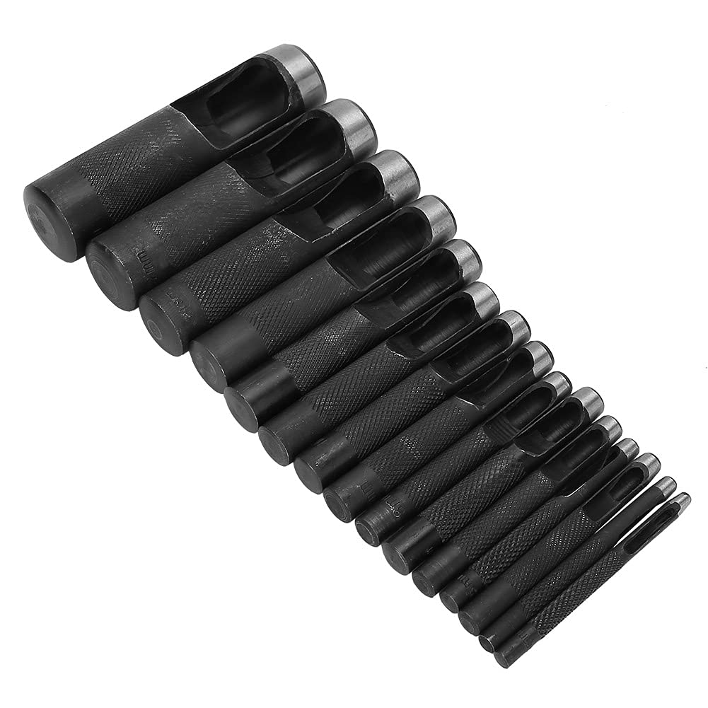 Cryfokt Ergonomischer Lederstanzer aus der Craft Collection. Präzises Stanzhandwerkzeug für Bastler. 15-Loch-Stanzer (15 Stück (3-25 mm))