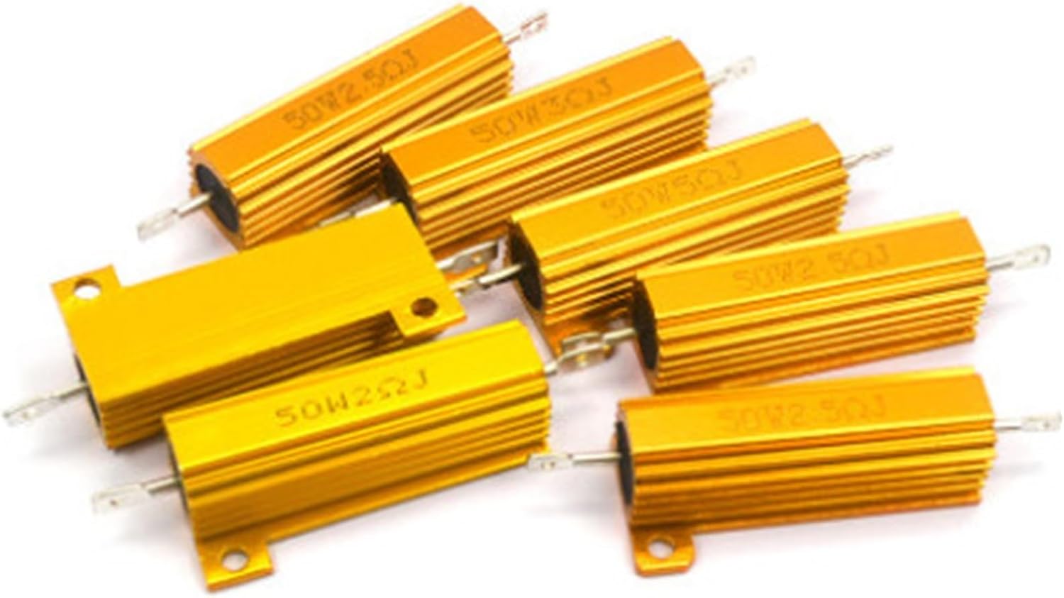 1pc RX24 50W 100W Aluminum Power Metal Shell Case Wirewound Resistor 0.01~30K 1 2 3 5 6 8 10 20 100 150 200 300 500 1K 10K ohm(50W-2.7K)