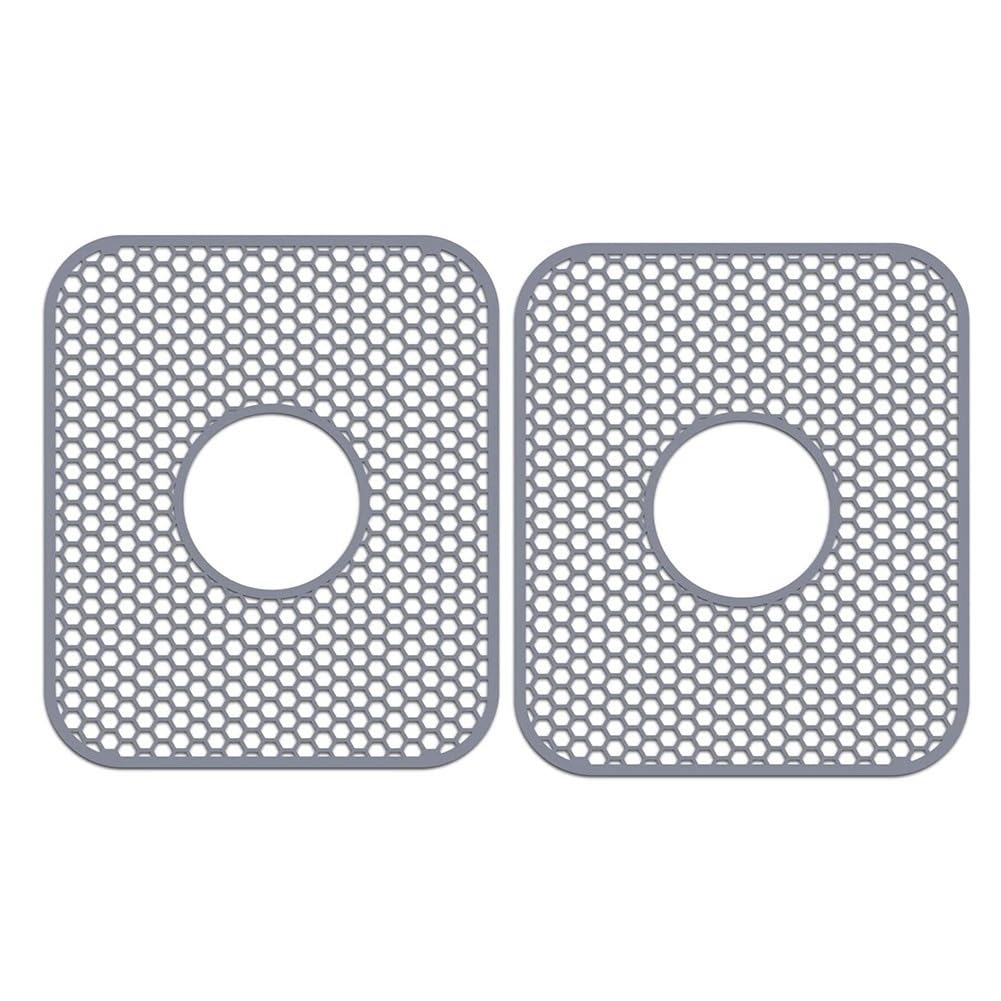 CTRLZS Silicone Sink Mat, 2 Pack Sink Protectors for Kitchen Sink with Center Drain, Folding Non-Slip Heat Sink Mat