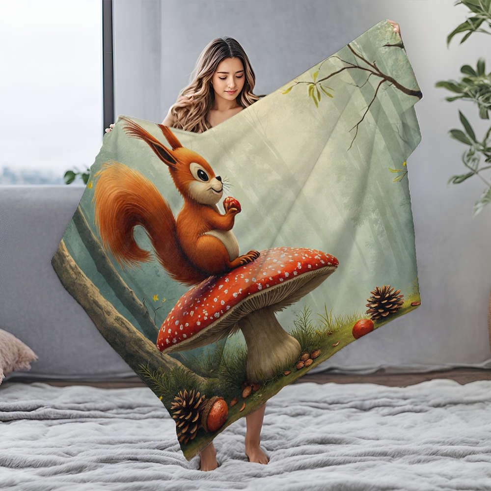 Plaid écureuil en flanelle épaisse pour vos soirées cocooning au salon