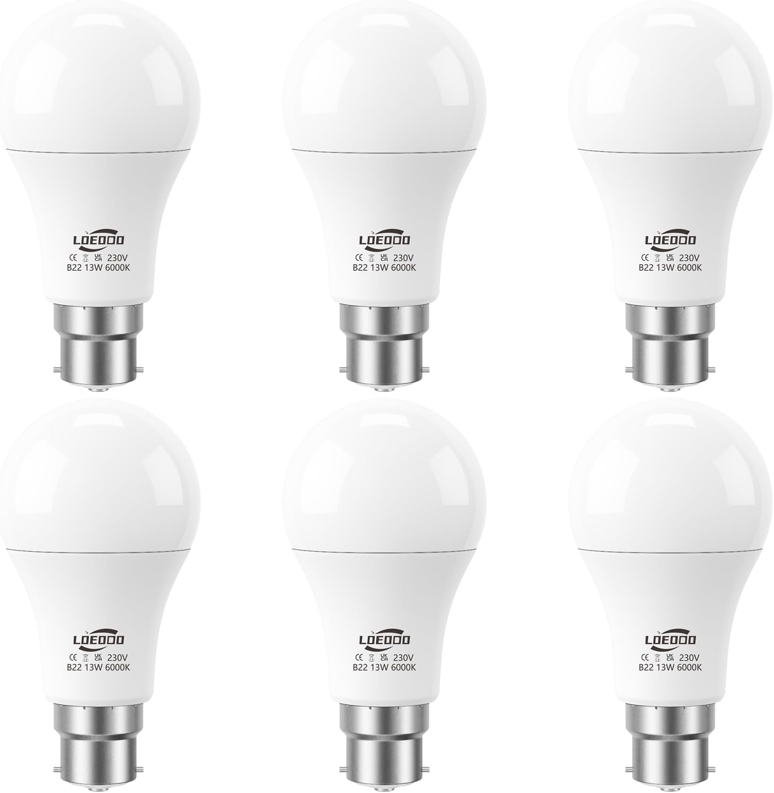 LOEODO B22 Bayonet LED Bulbs 100W Equivalent, 13W Light Bulb, 1200 ...