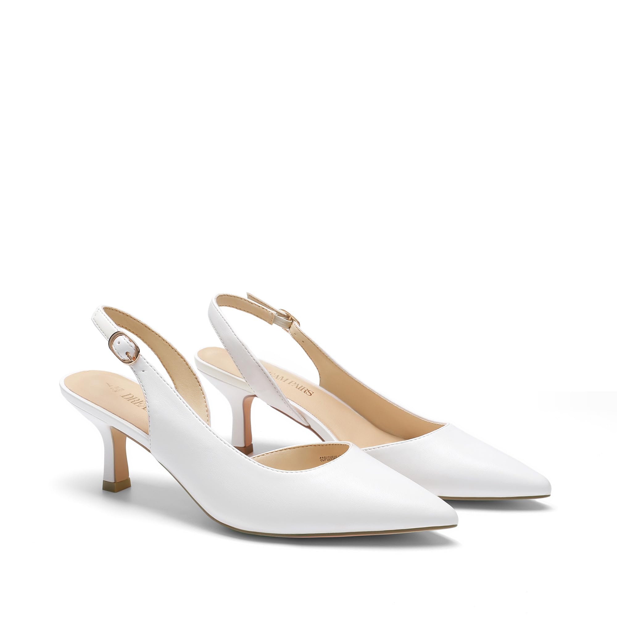 DREAM PAIRS Escarpins Femme à Talon Kitten Bas, Chaussures Slingback à Bout Pointu pour Travail, Fête et Mariage