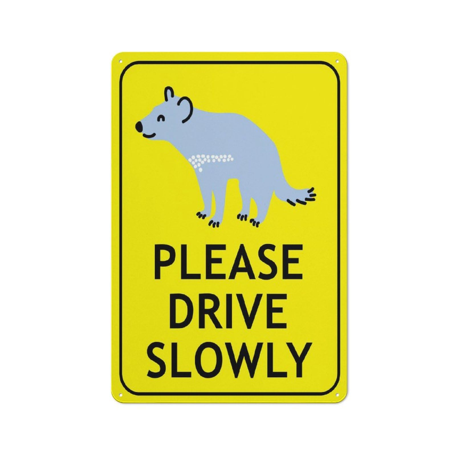 Tasmanian Cartoon Devil Please Drive Slowly Bright Yellow Sign 8"X12" Rust Free Aluminum Signs Outdoor, Metal Tin Sign For Home, Business, Yard