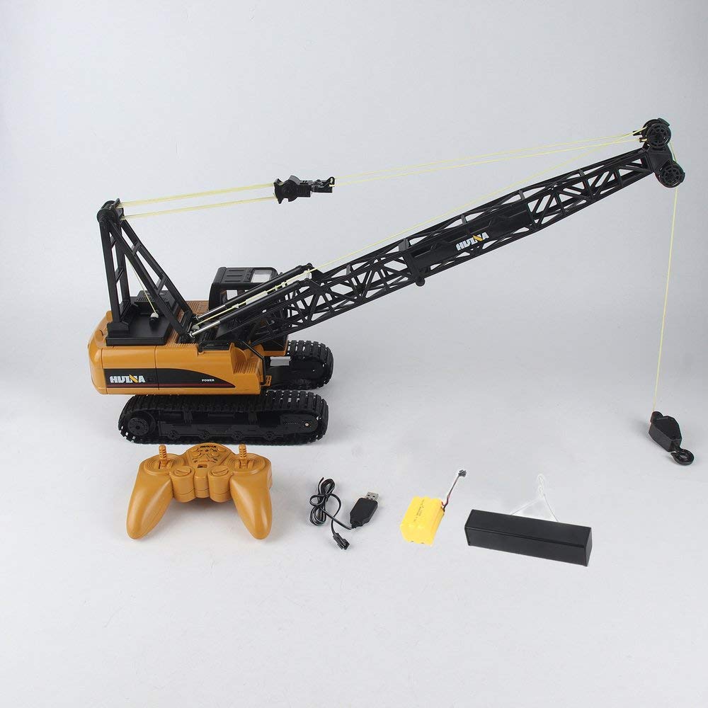 HUINA 1572 15CH RC Alloy Crane 1/14 2.4GHz Engineering Construction Truck Car Brown & Black