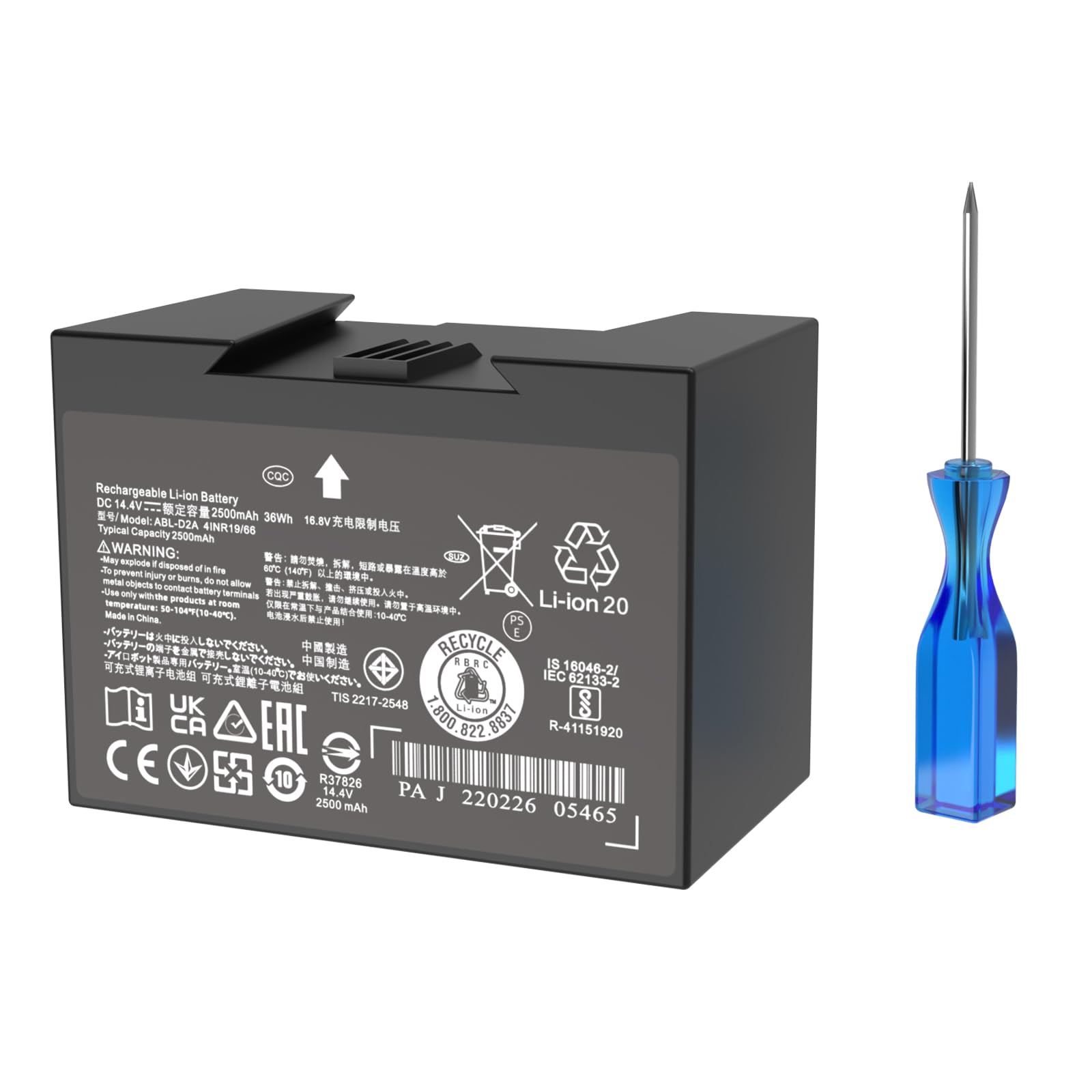 確認用 ABL-D2A 2220mAh 32Wh 14.4V、ルンバ、コンボJ5 I5 J7+ J9+シリーズ