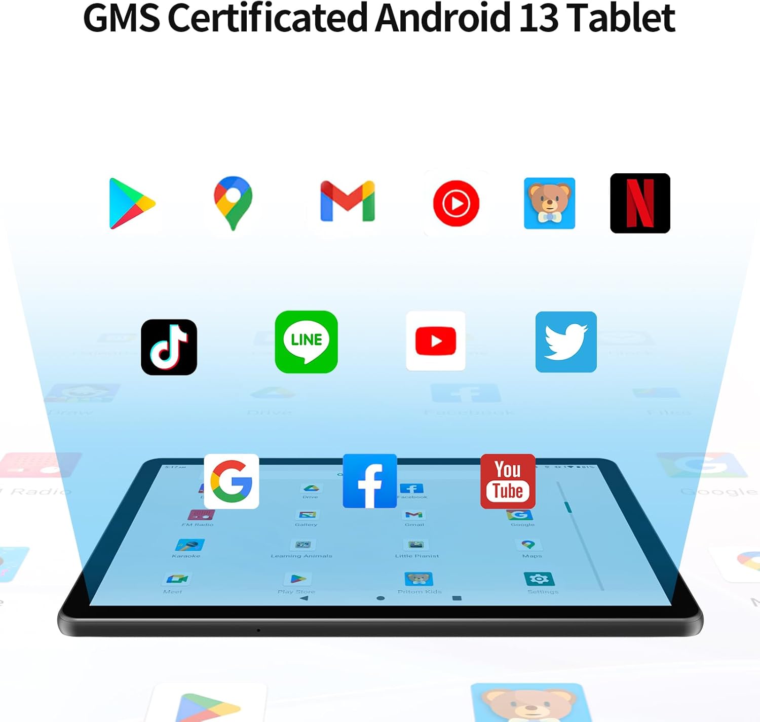 PRITOM Tablet with Google Mobile Services (GMS) certified apps