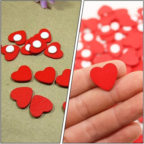 Miniatura 7 de EXCEART 200 piezas autoadhesivas de madera con corazón rojo de madera para decoración de bodas, día de San Valentín, manualidades