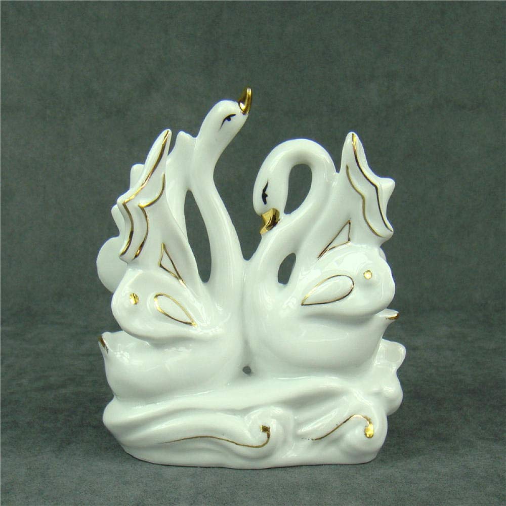 Estatuilla De Escultura Romántico Cisne De Porcelana Pareja Estatuilla Amantes De Cerámica Adorno Presente Decoración del Hogar