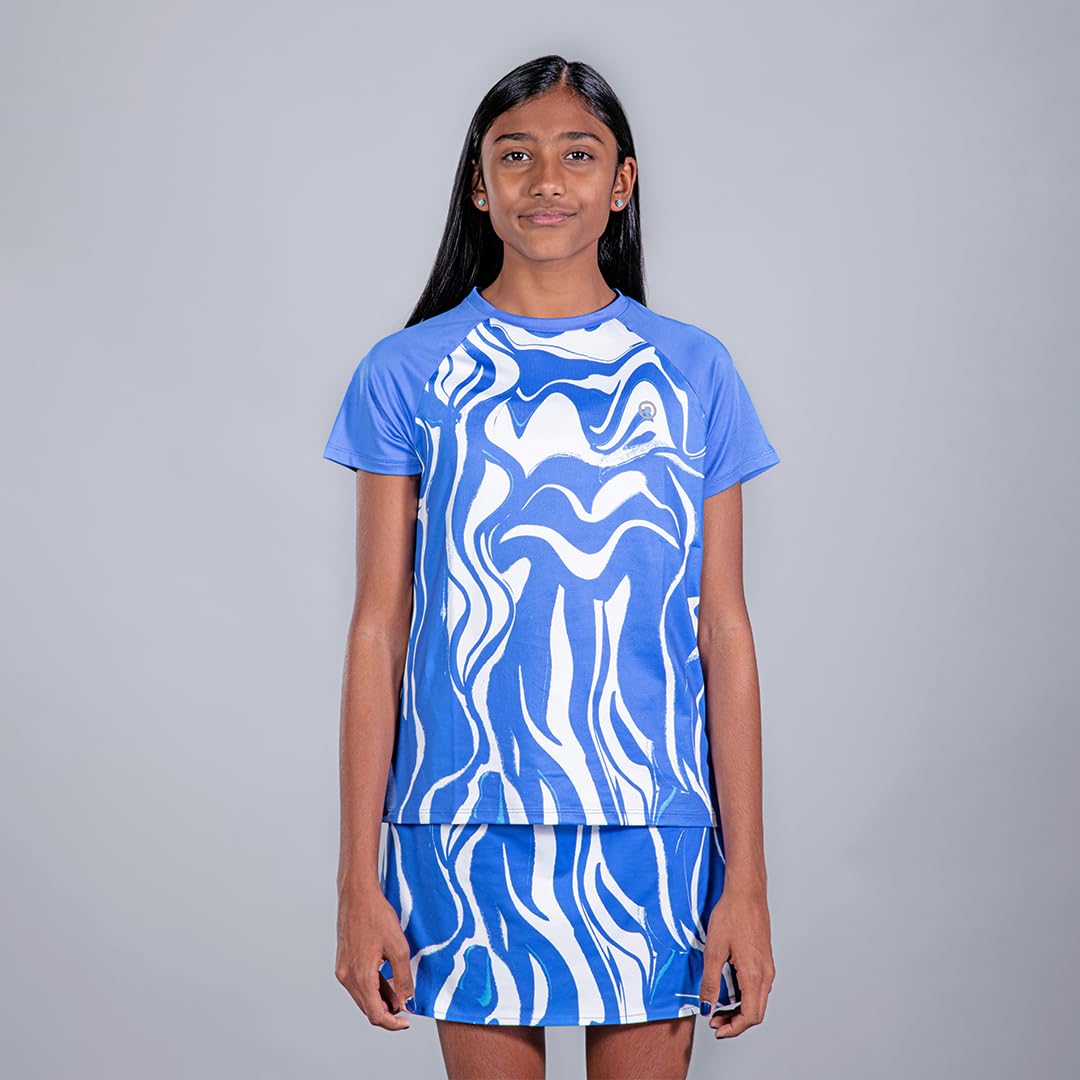 Dripmov Premium Girls T-Shirt | Ultimate Comfort Activewear| Slim Fit | Soft & Breathable Jersey | for All Sports and Casual Wear (Half Sleeves) - Blue Wave (10 Y - 12 Y) 4