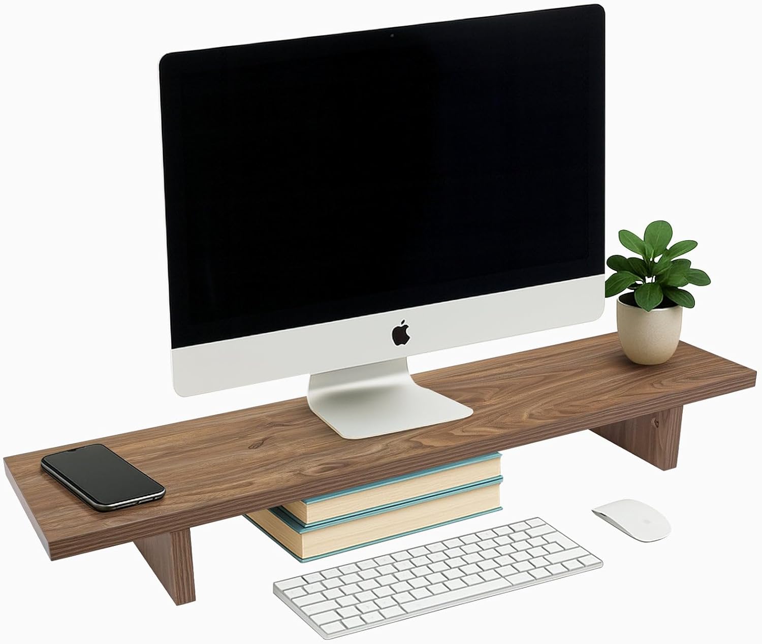 Desky Monitor Stand – Pheasantwood Blue River Desktop Riser with Matching Timber Legs, Ergonomic Screen Elevation, Integrated Cable Port