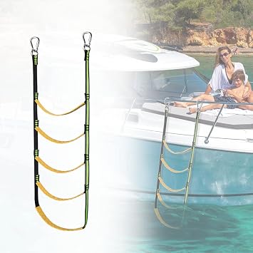 Boat Rope Ladder - 5 Steps Marine Detachable Ladder Extension for Inflatable Boat, Kayak, Saiboat, Motorboat, Canoeing 5-Step