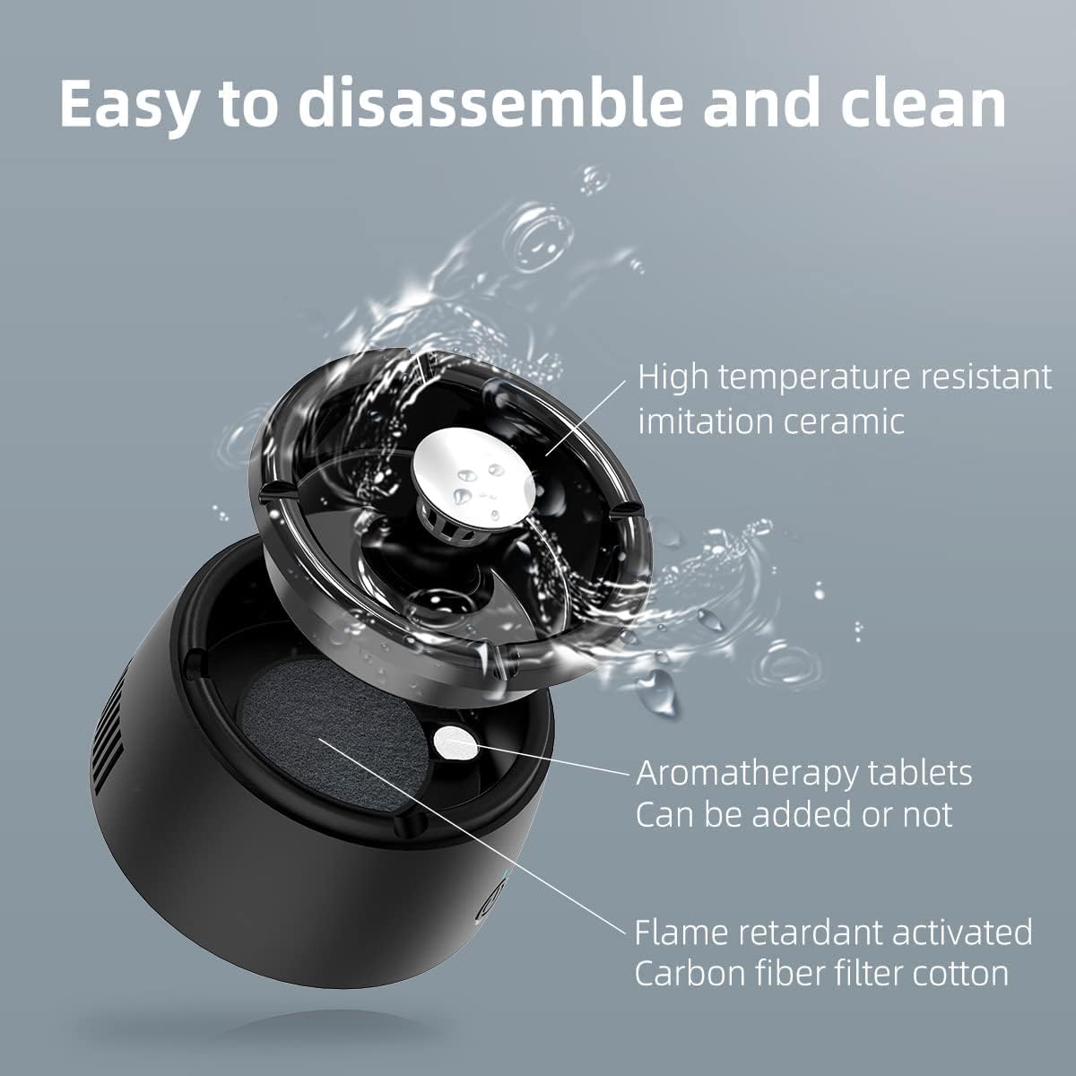 Smokeless ashtray Unique Present for Men Smokeless Ashtrays for Home Car Indoor Office(Black)