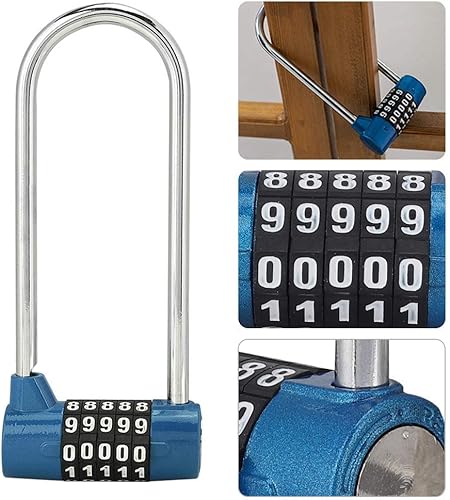 Miniatura 8 de Candado de combinación de 5 posiciones para gimnasio, taquillas, almacén, manija de puerta, exterior, archivador, valla, hebilla y almacenamiento,
