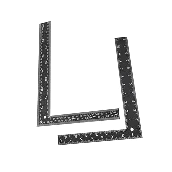 Measure Angles 2pcs Square Carpenter Tools Angle Measuring Rulers DIY Sewing Supplies Carpenters Ruler Rulers L-Shape Drawing L-Shaped Square Ruler Portable Black Steel