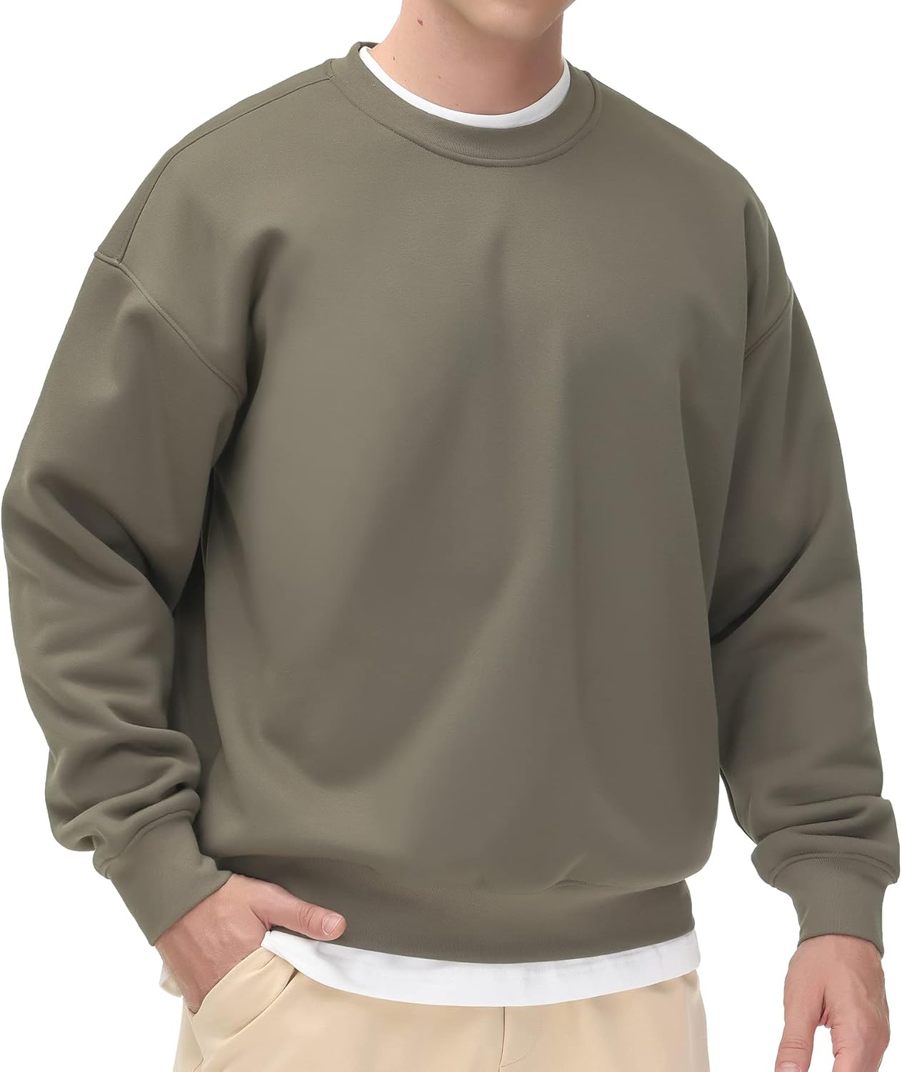 THE GYM PEOPLE Men's Fleece Crewneck Sweatshirt Thick Loose fit Soft Basic Pullover Sweatshirt - Image 5