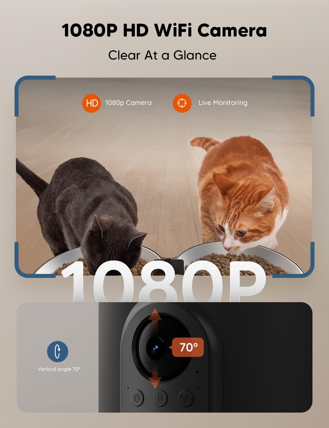 WOPET Automatic Cat Feeders 2 Cats-Timed Cat Feeder with Stainless Steel Bowl, Programmable 1-6 Meals Control, Dual Power Supply Auto Pet Feeder for Cats and Dogs - image 2