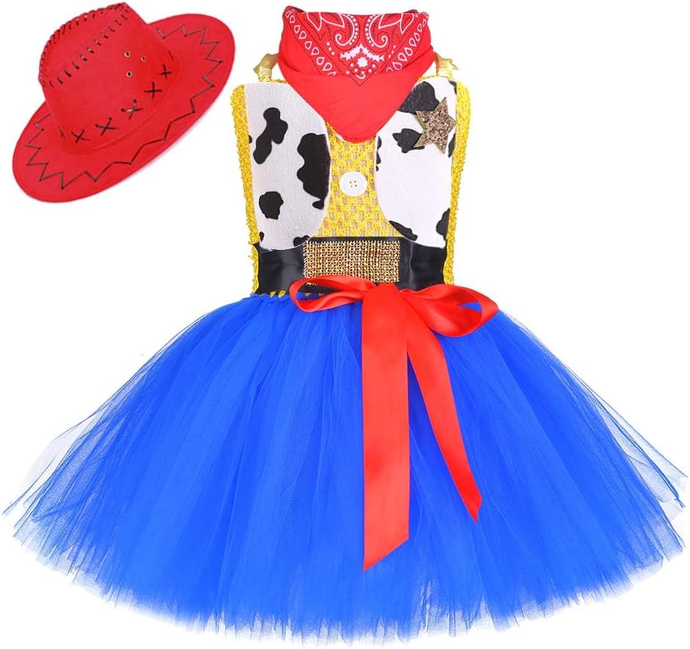 Tutu Dreams Halloween Cowgirl Costume for Girls 1-10Y with Bandana Cowboy Hat Birthday Party Dress Up Clothing
