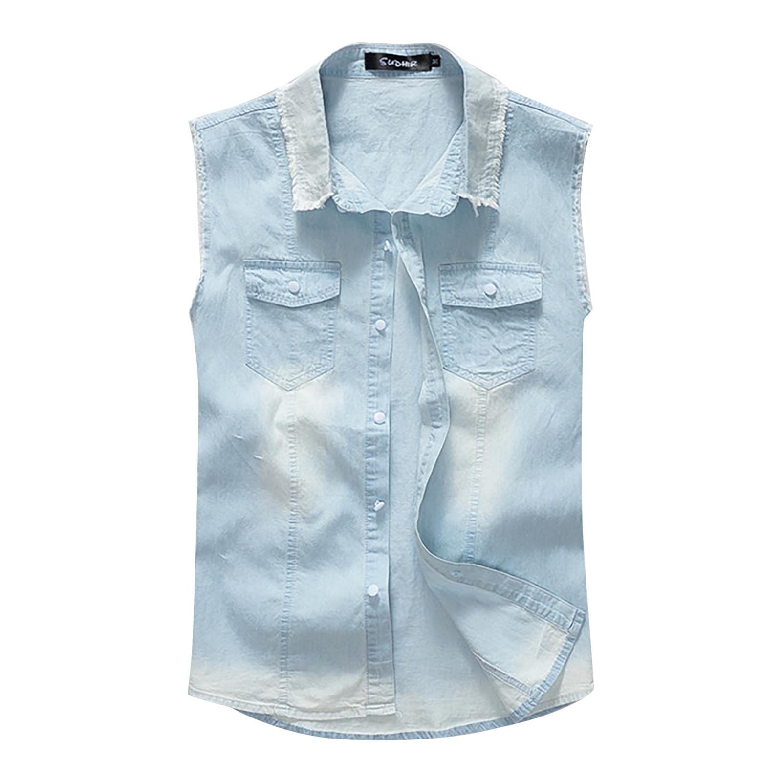 Gilet In Denim Uomo Strappato - Cotone, Vestibilità Slim, Stile Vintage Anni '80 - Foto 2