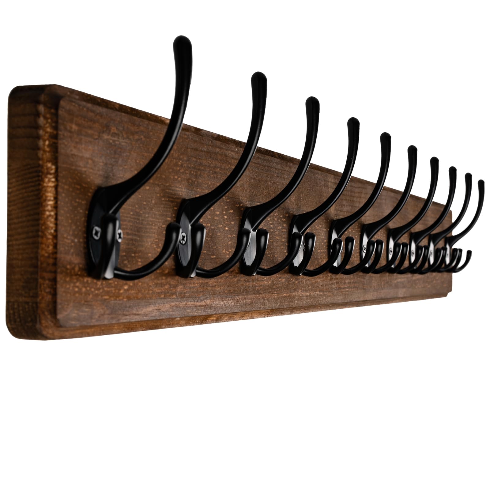 Coat Rack Wall Mounted, Coat Hooks Wall Hooks for Hanging, 35.4'' Wood Wall Coat Hanger or Entryway, Living Room, Bedroom(Brown)