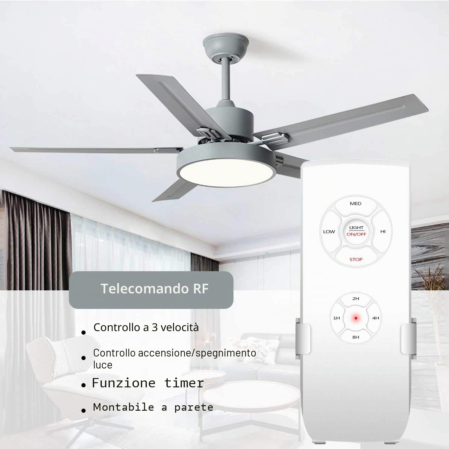 NAMOARLY 1 set di telecomando per lampada ventilatore da soffitto, ricevitore wireless 433
